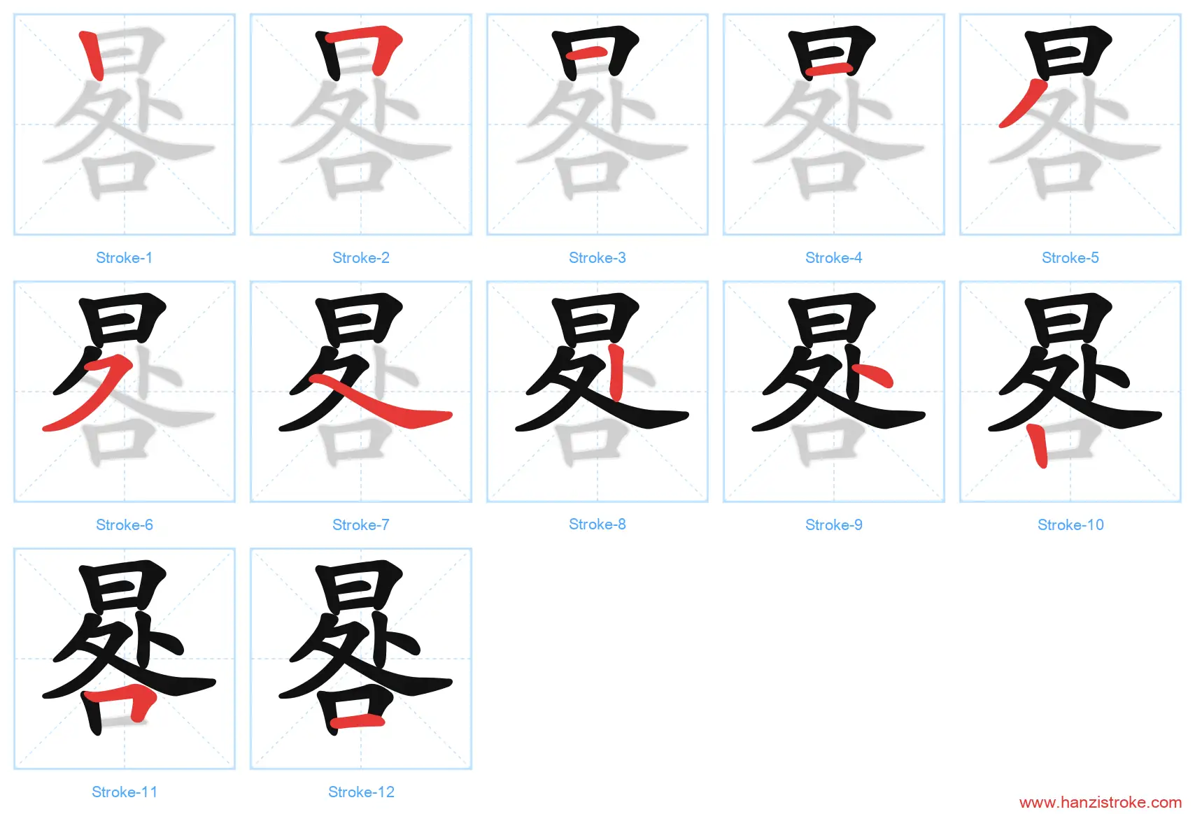晷 stroke order diagram