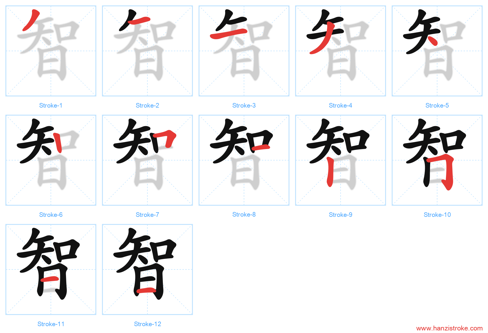 智 stroke order diagram