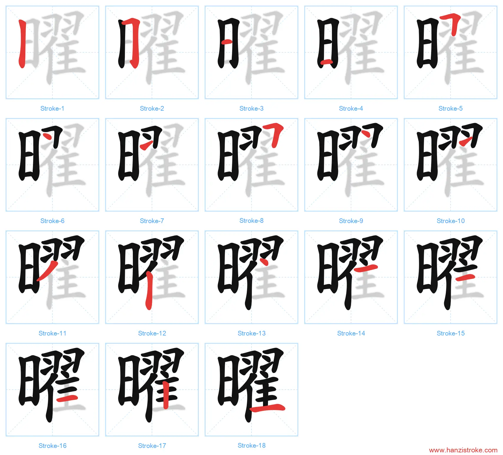 曜 stroke order diagram