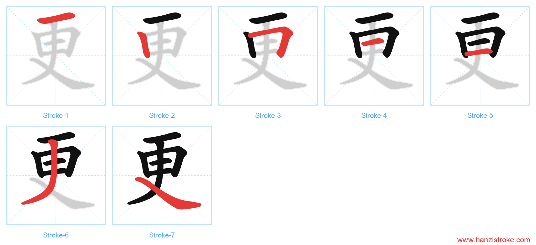 更 stroke order diagram
