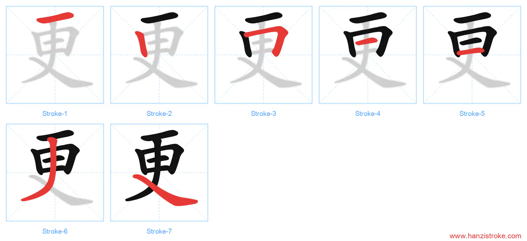 更 stroke order diagram