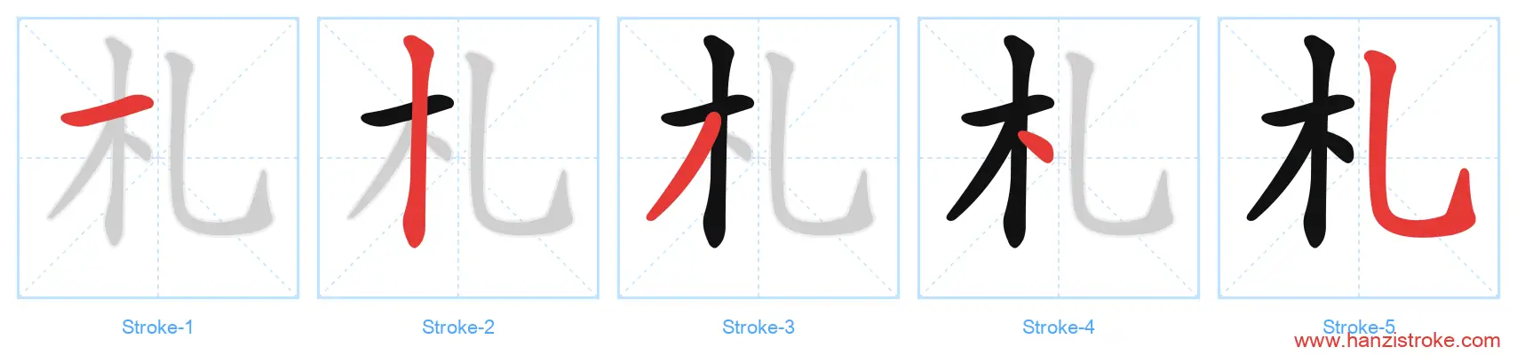 札 stroke order diagram