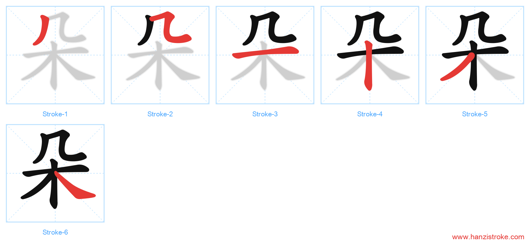 朵 stroke order diagram