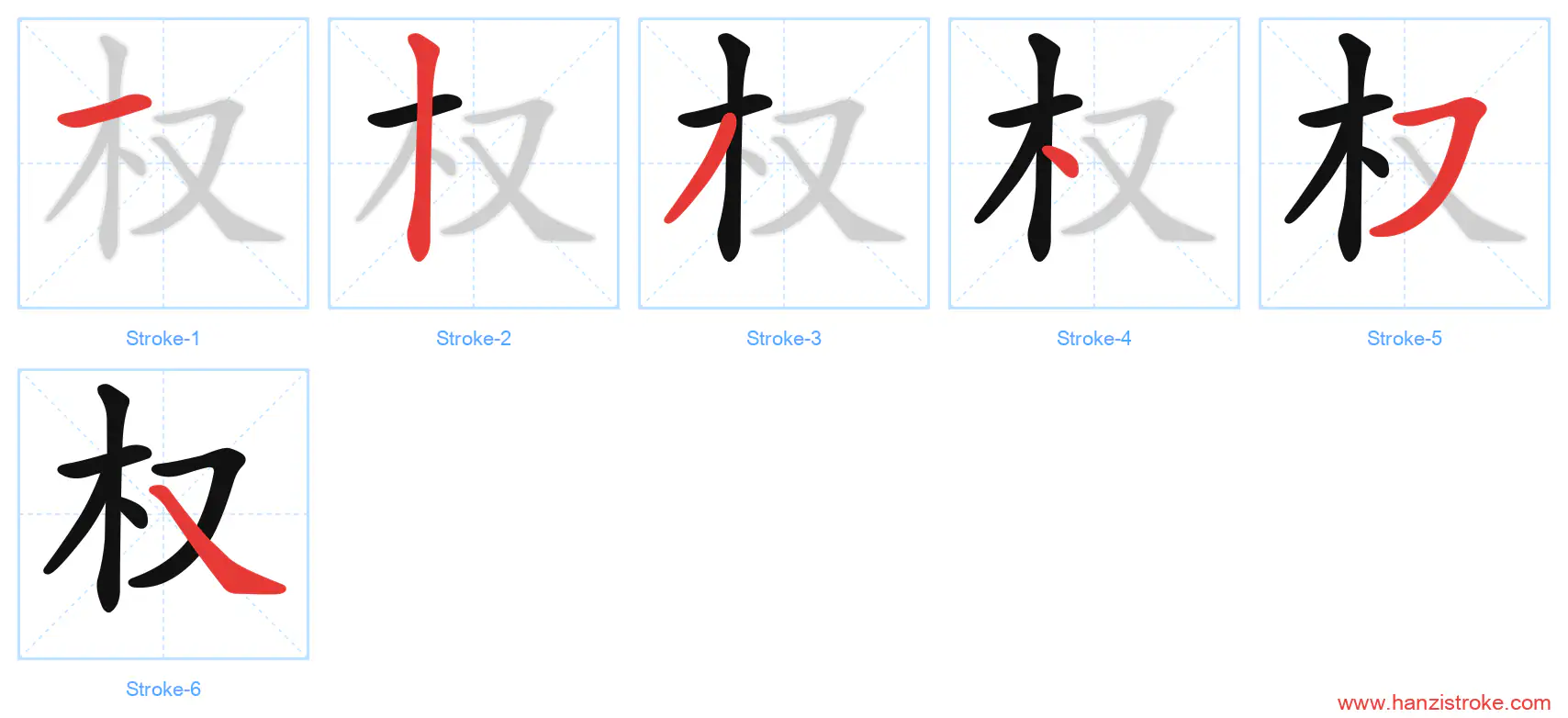 权 stroke order diagram