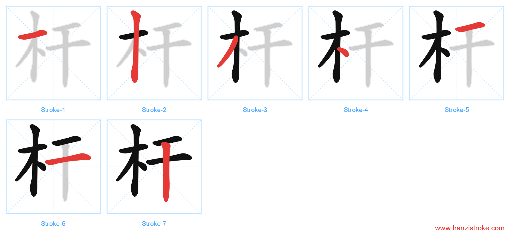 杆 stroke order diagram
