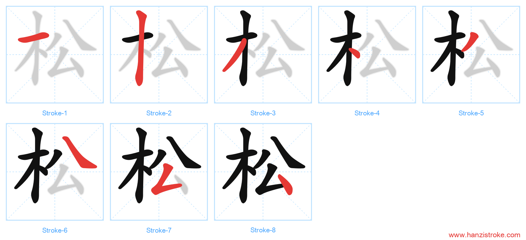 松 stroke order diagram