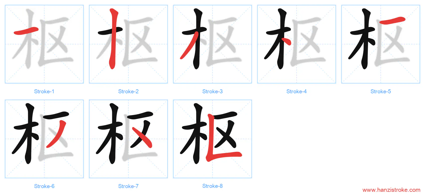 枢 stroke order diagram