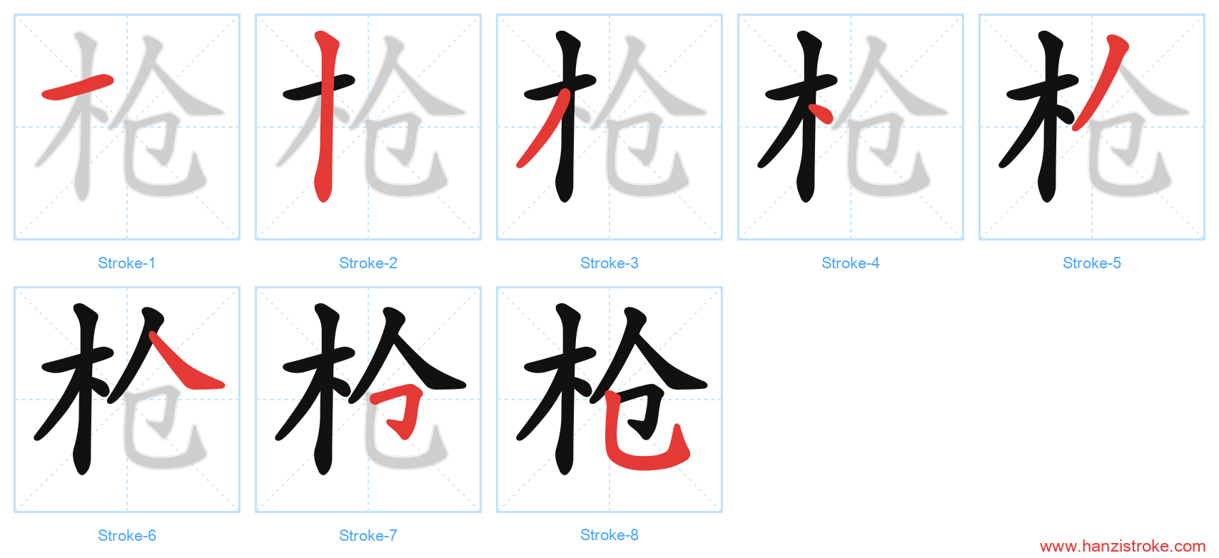 枪 stroke order diagram