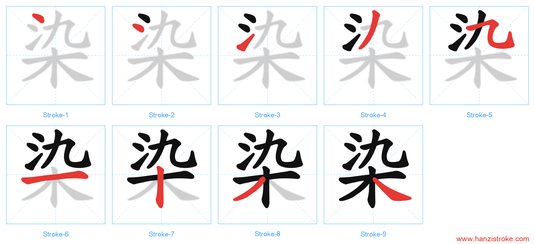 染 stroke order diagram