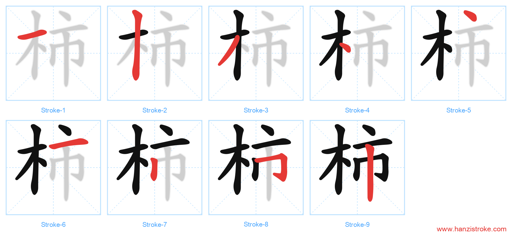 柿 stroke order diagram