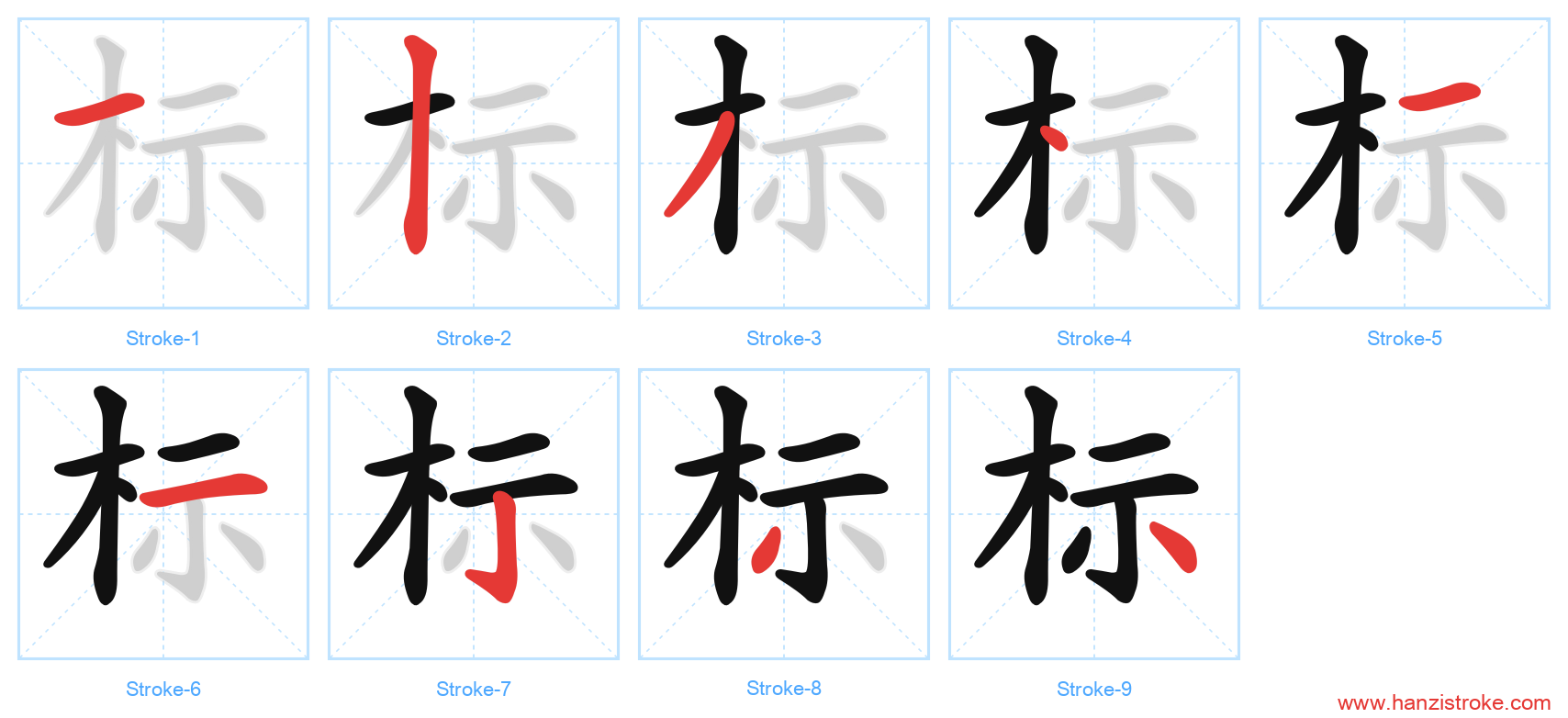 标 stroke order diagram