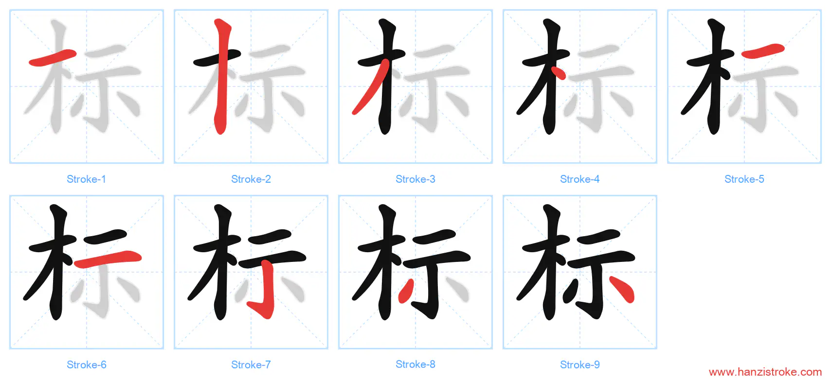 标 stroke order diagram