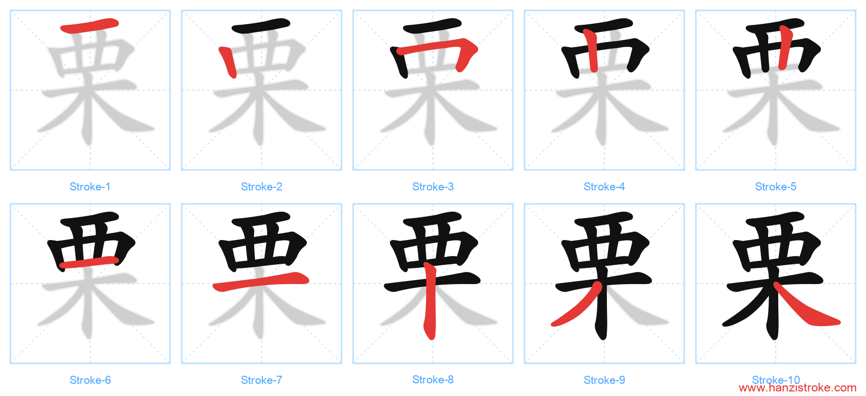 栗 stroke order diagram