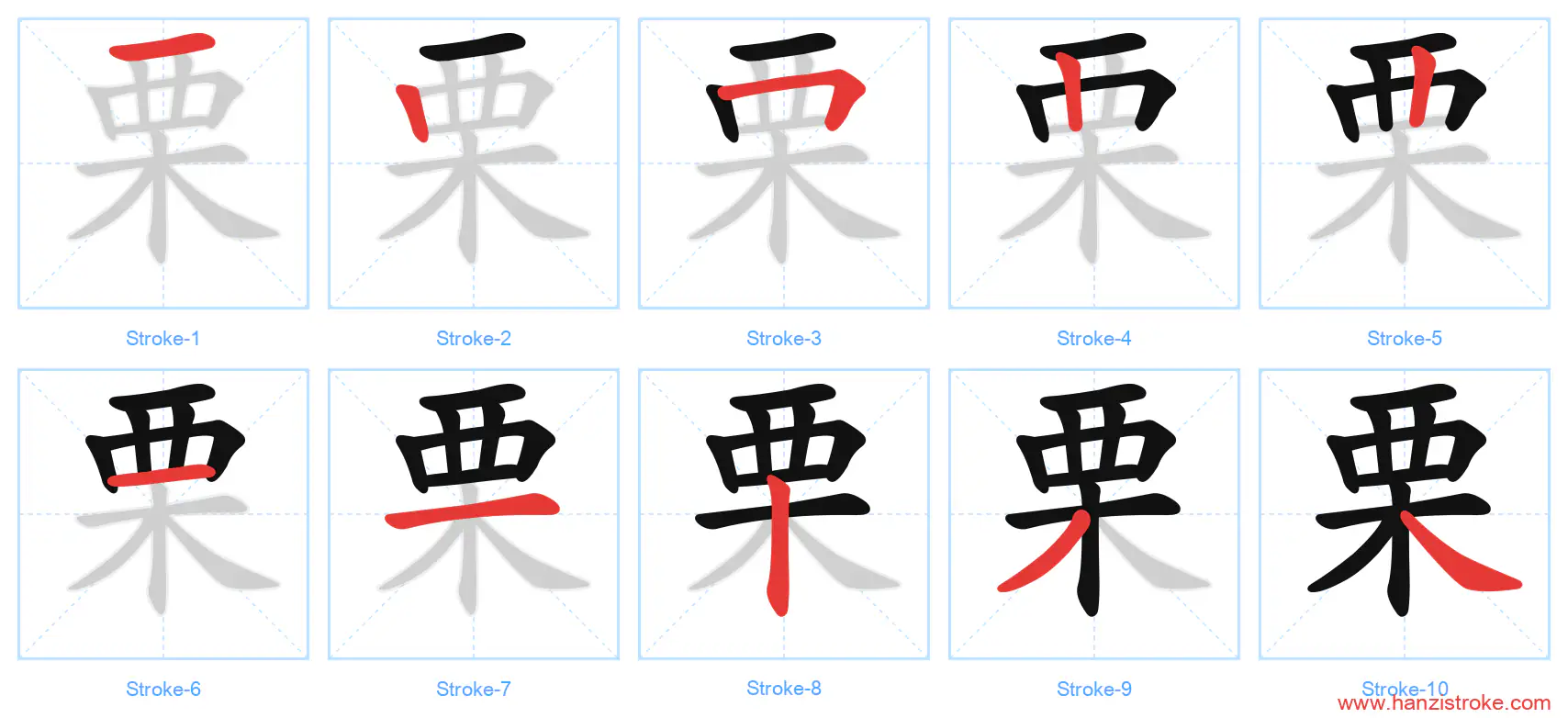 栗 stroke order diagram