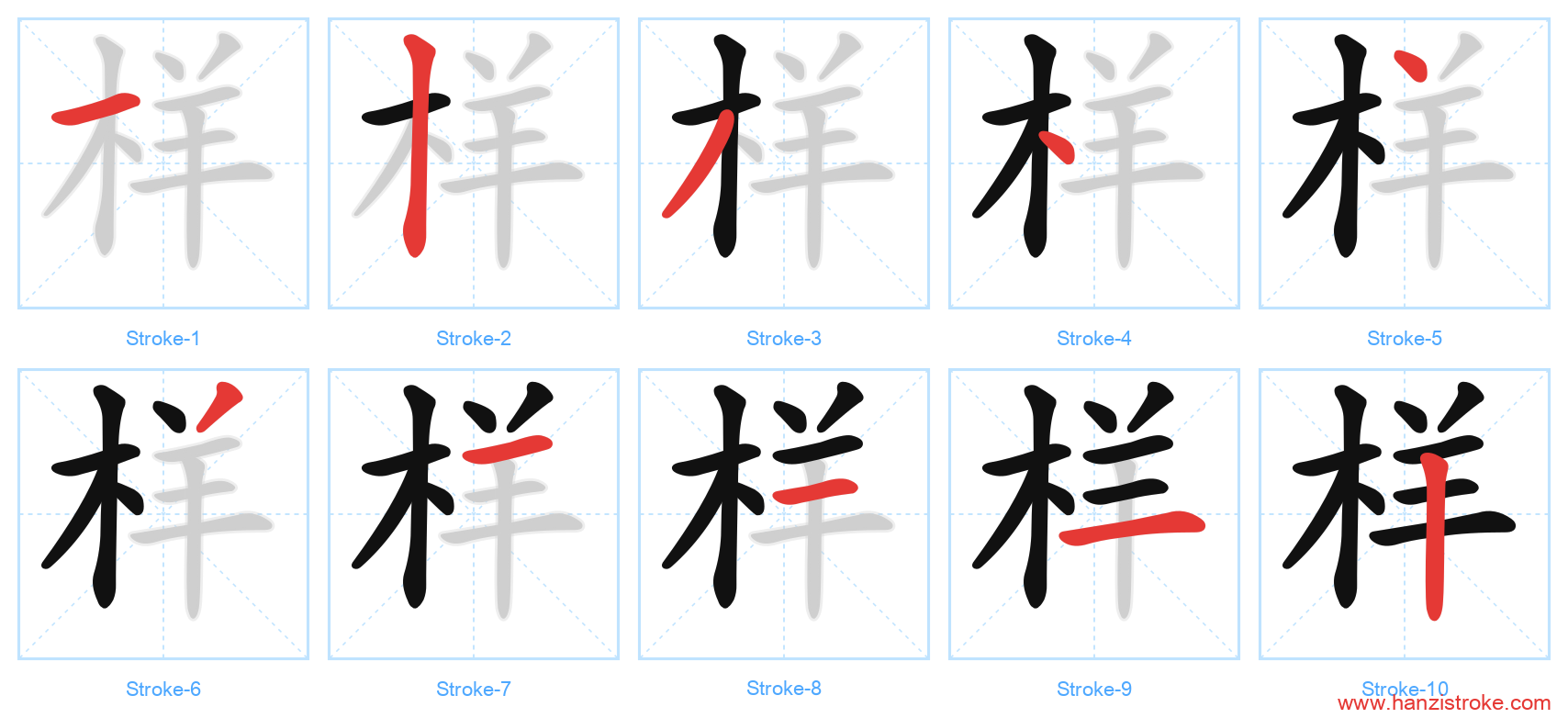 样 stroke order diagram
