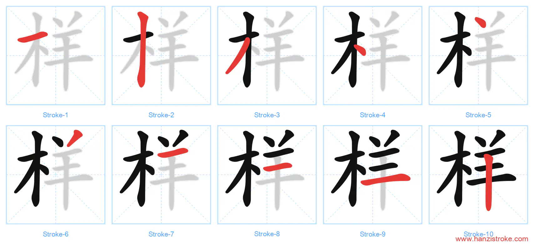 样 stroke order diagram