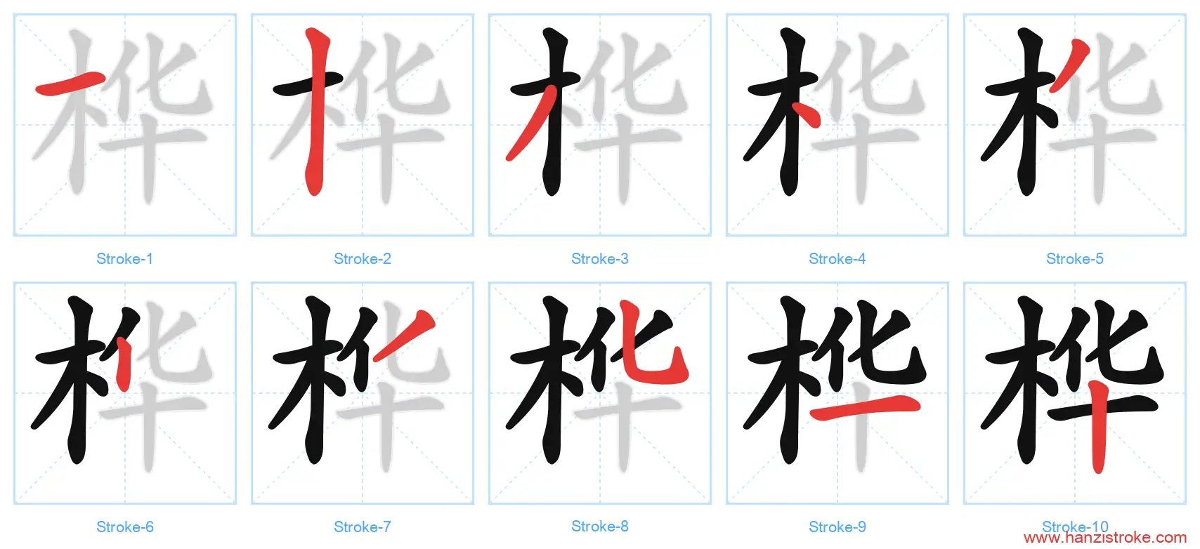桦 stroke order diagram