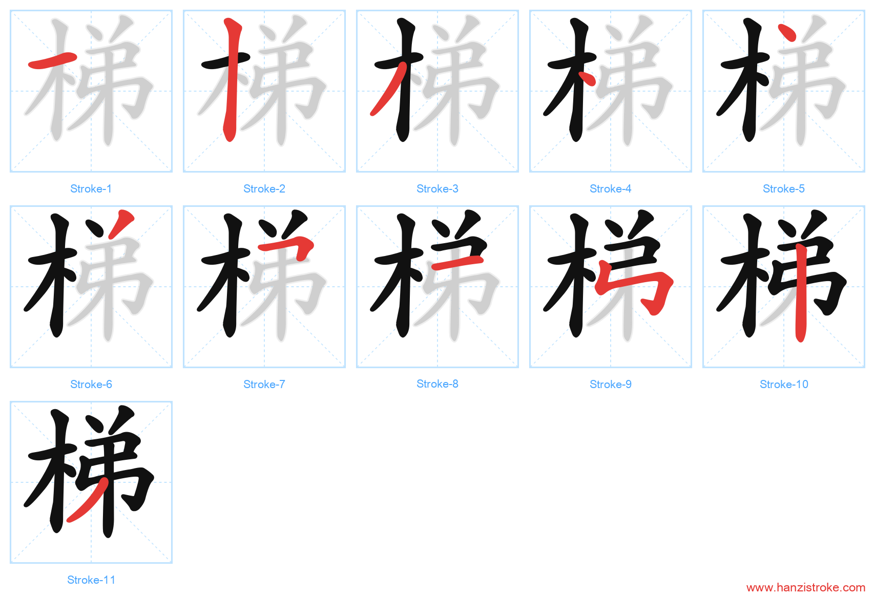 梯 stroke order diagram