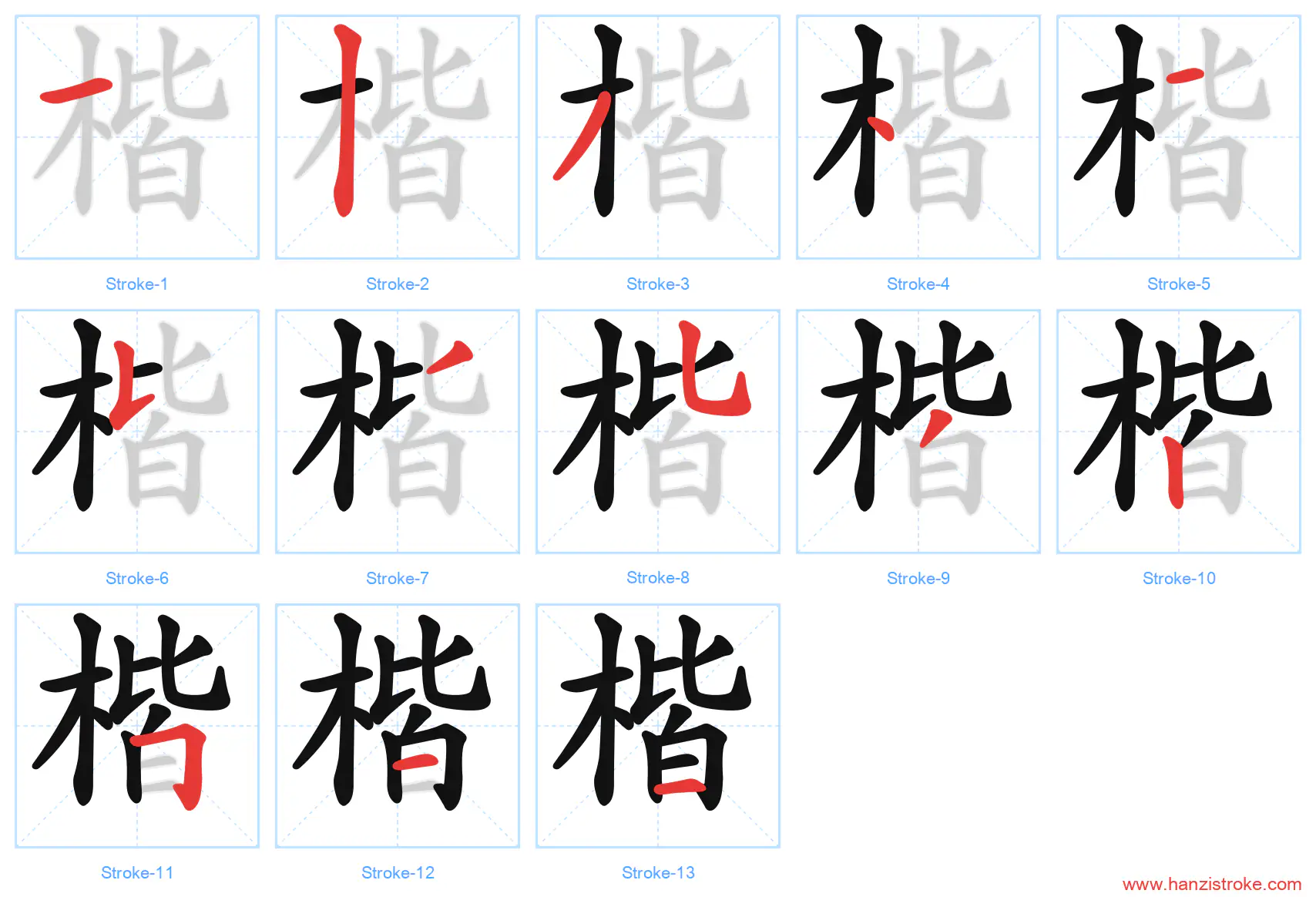 楷 stroke order diagram