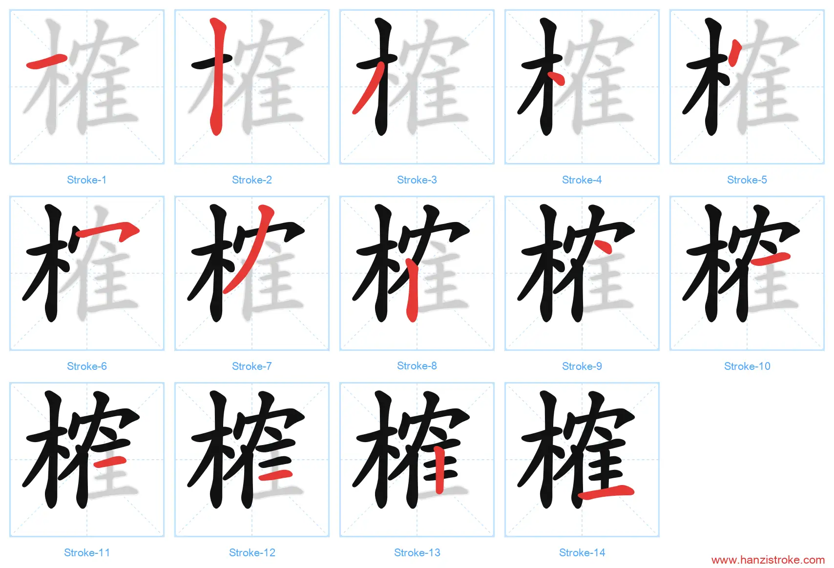 榷 stroke order diagram