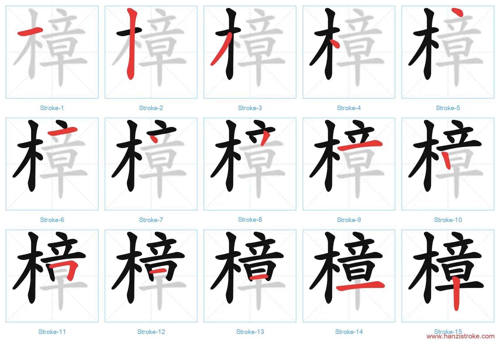 樟 stroke order diagram