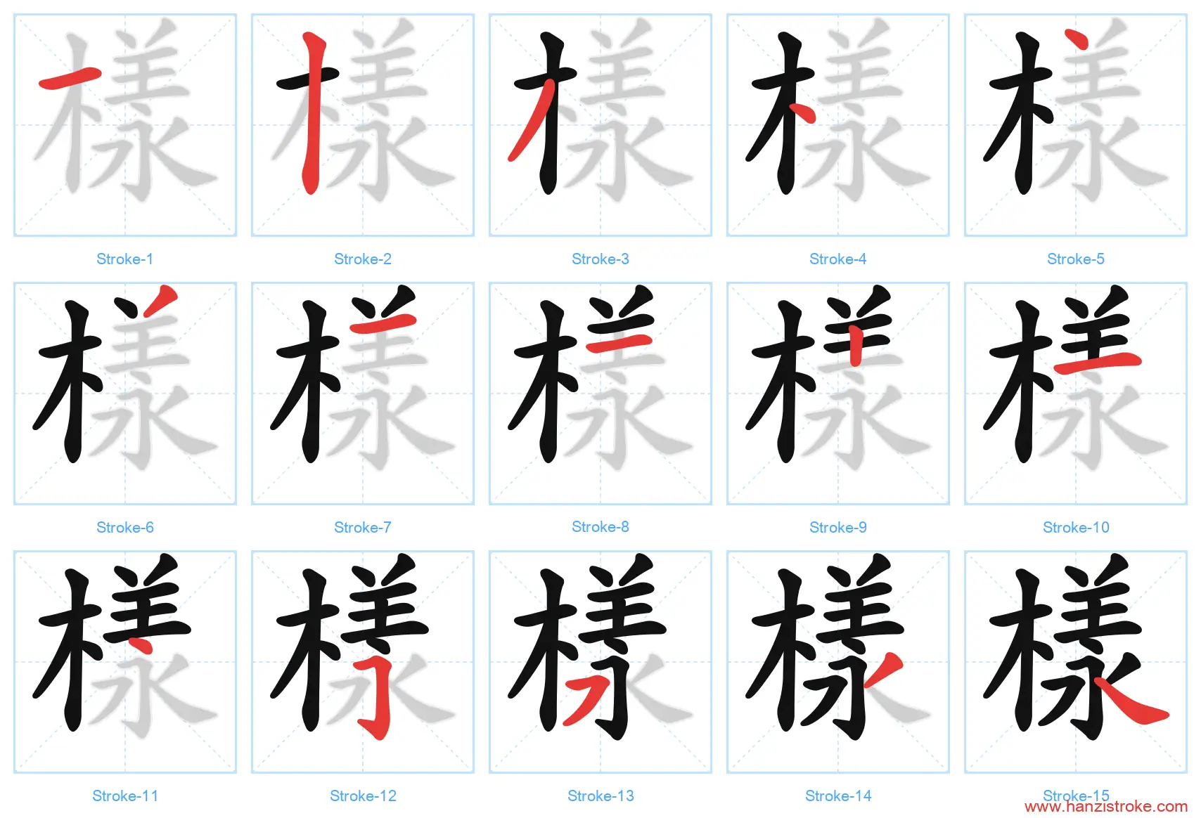 樣 traditional stroke order diagram