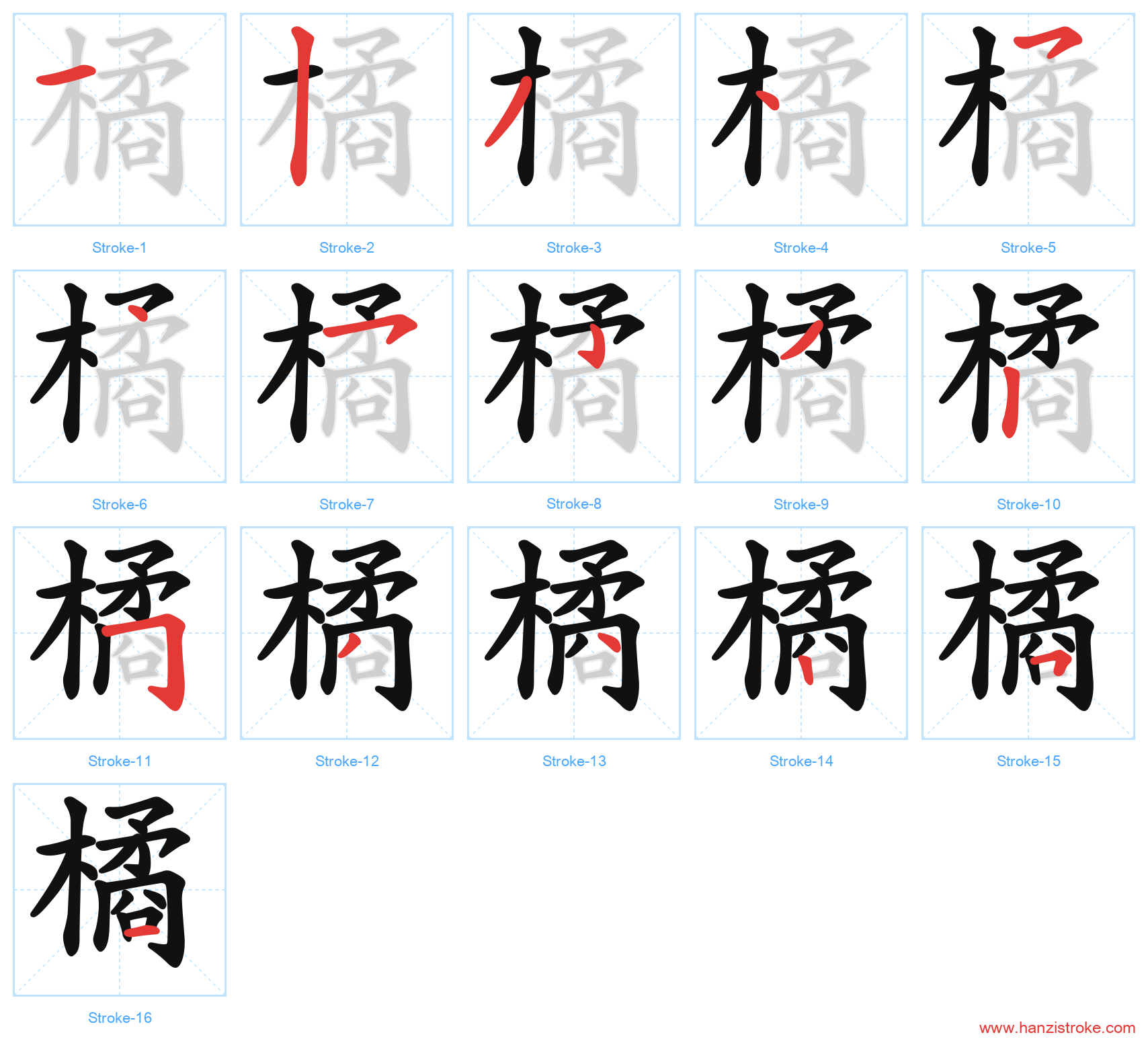橘 stroke order diagram