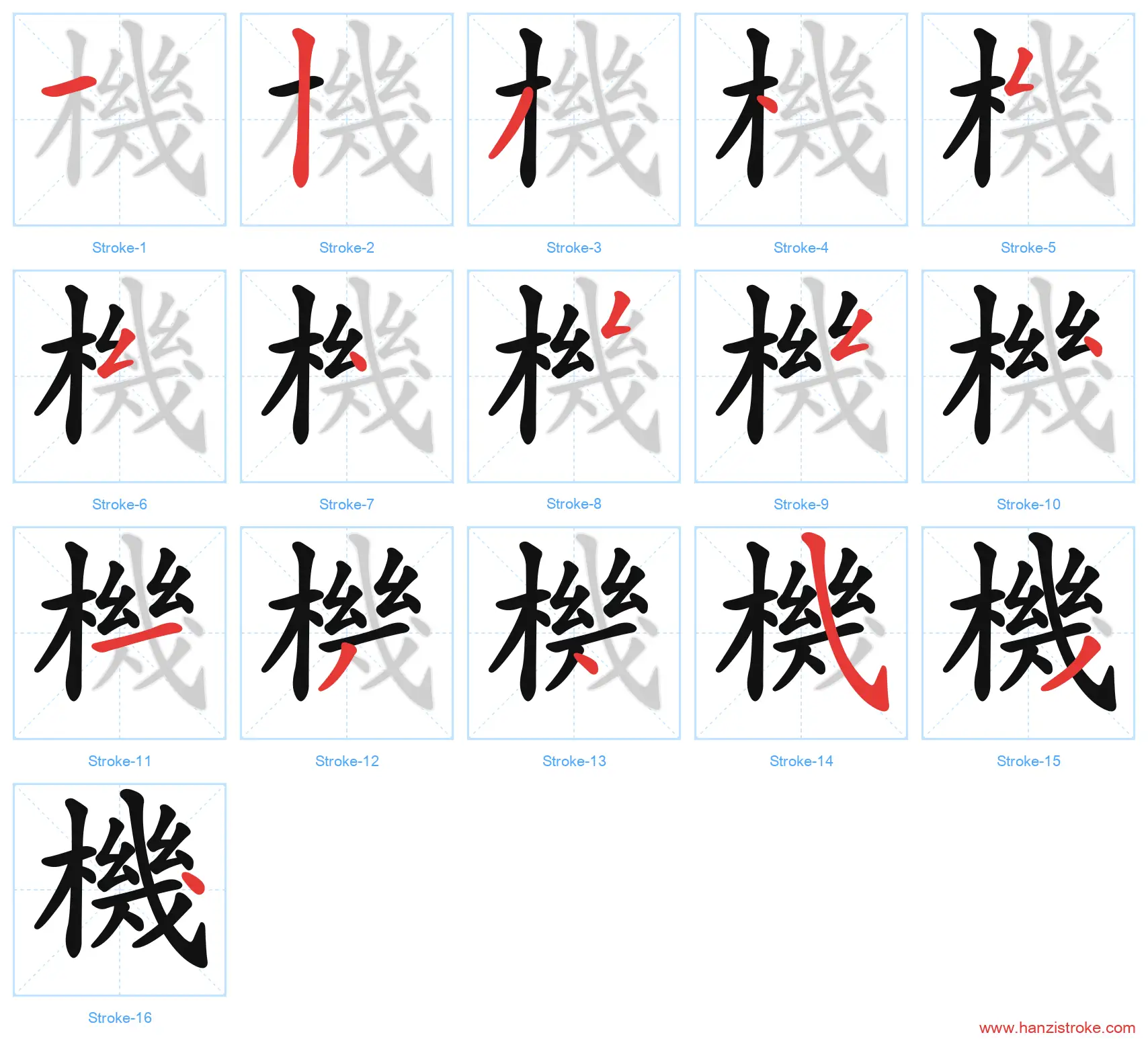 機 traditional stroke order diagram