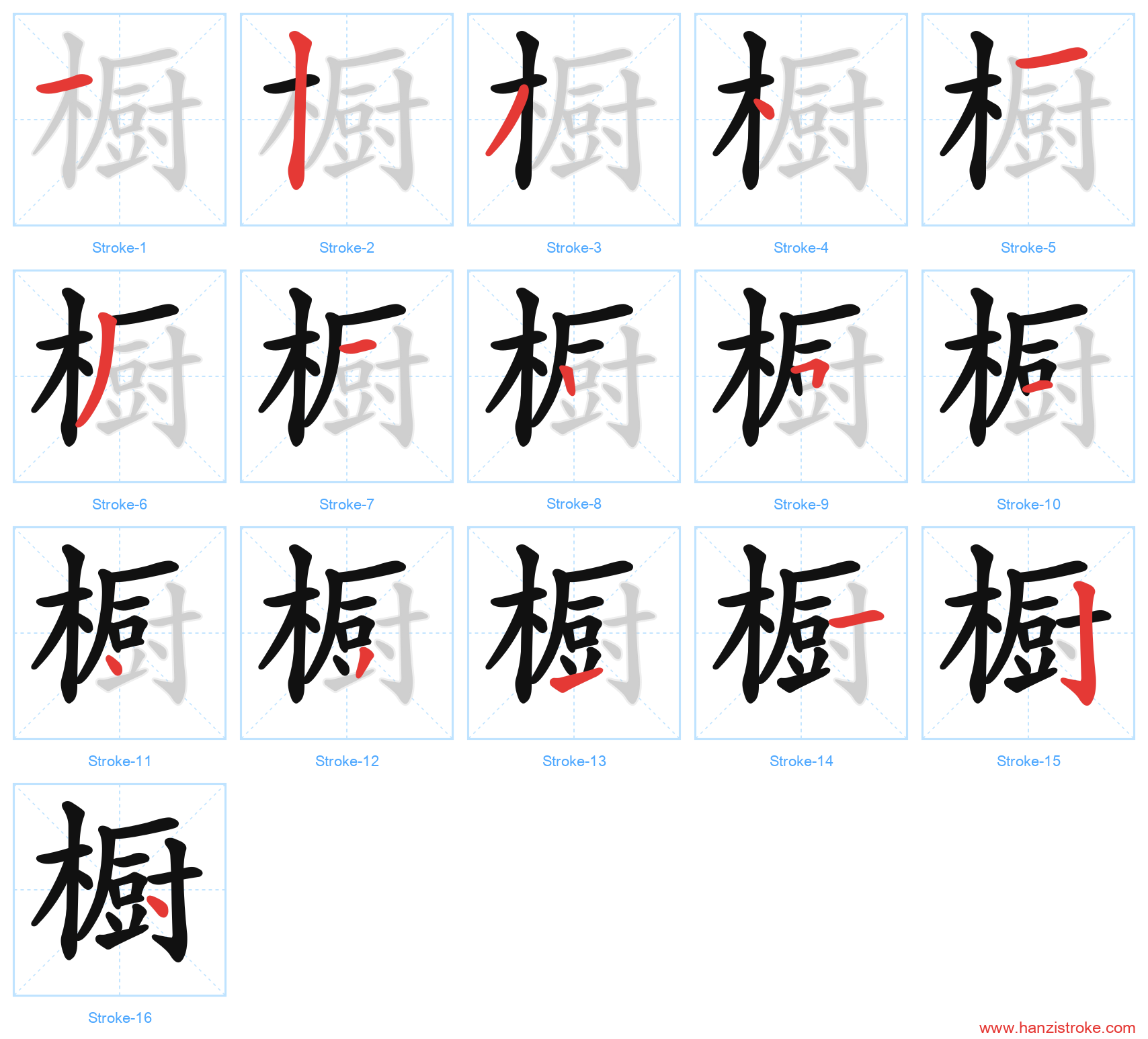 橱 stroke order diagram