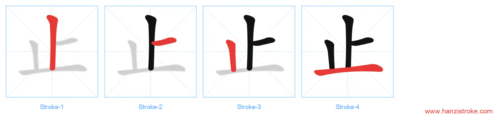止 stroke order diagram
