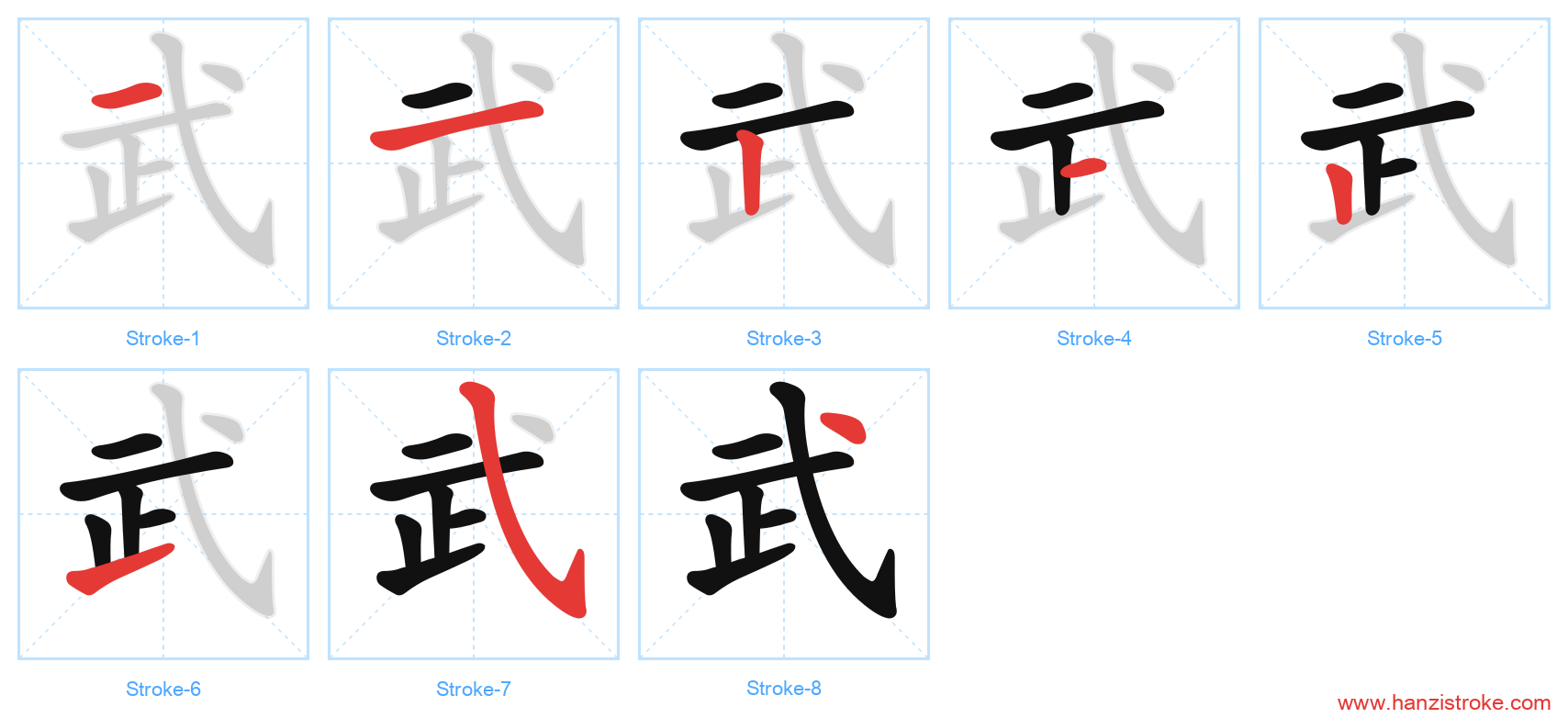 武 stroke order diagram