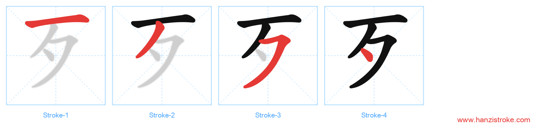 歹 stroke order diagram
