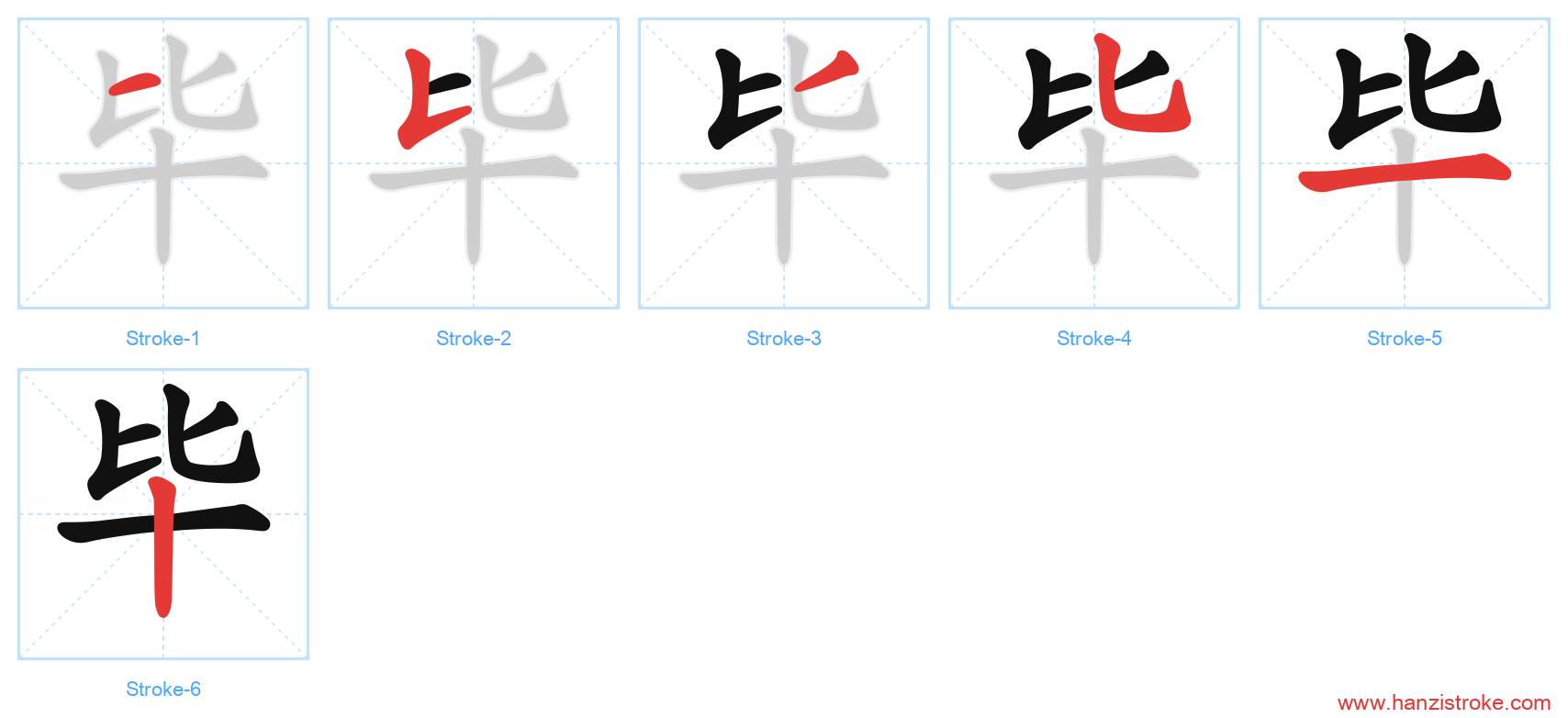 毕 stroke order diagram
