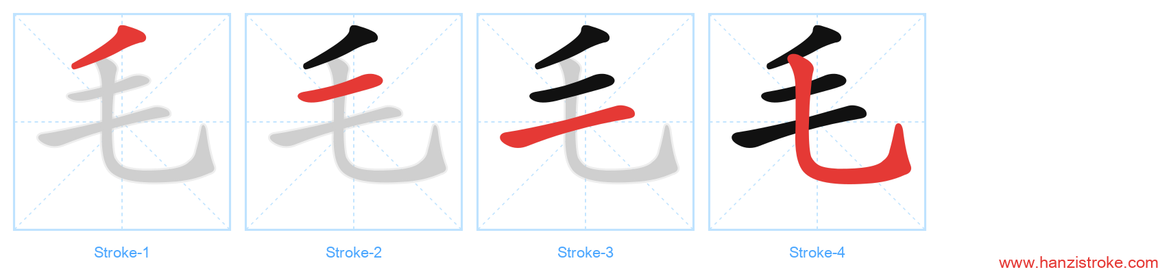 毛 stroke order diagram