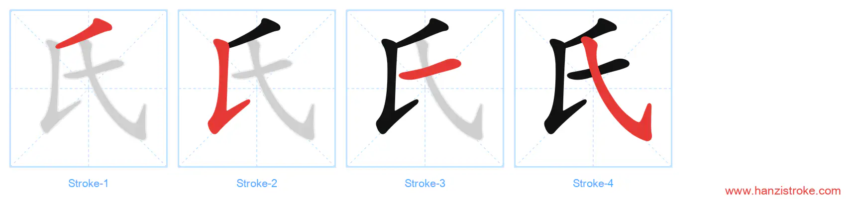 氏 stroke order diagram