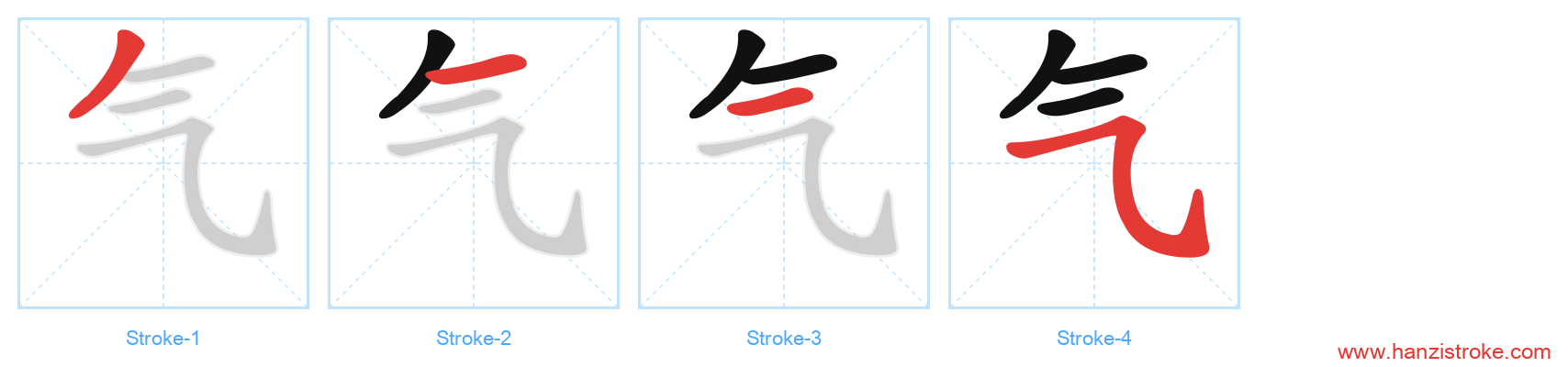 气 stroke order diagram