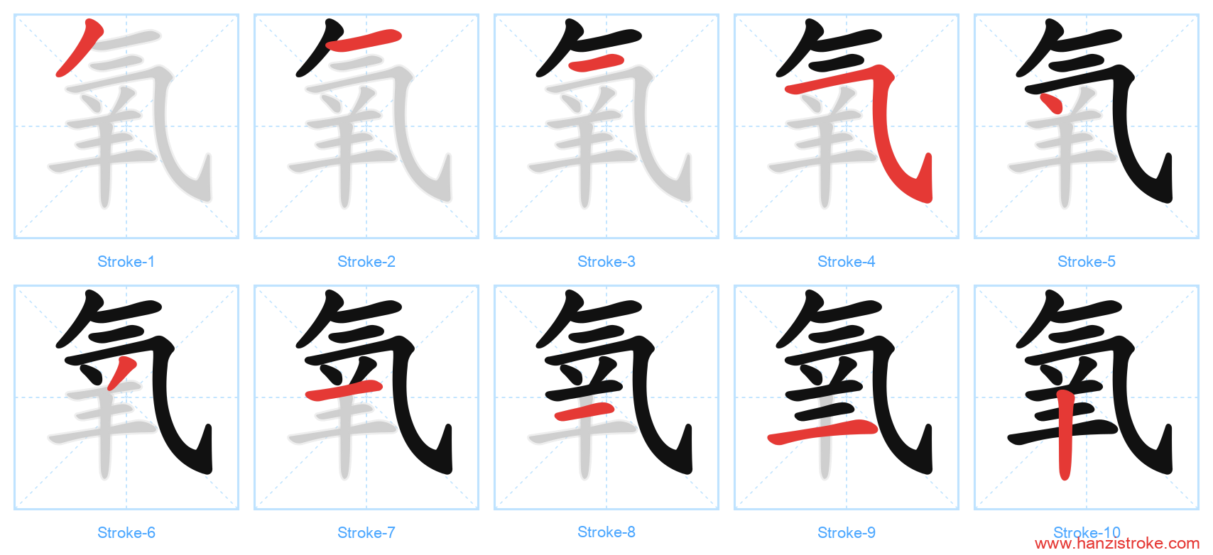 氧 stroke order diagram