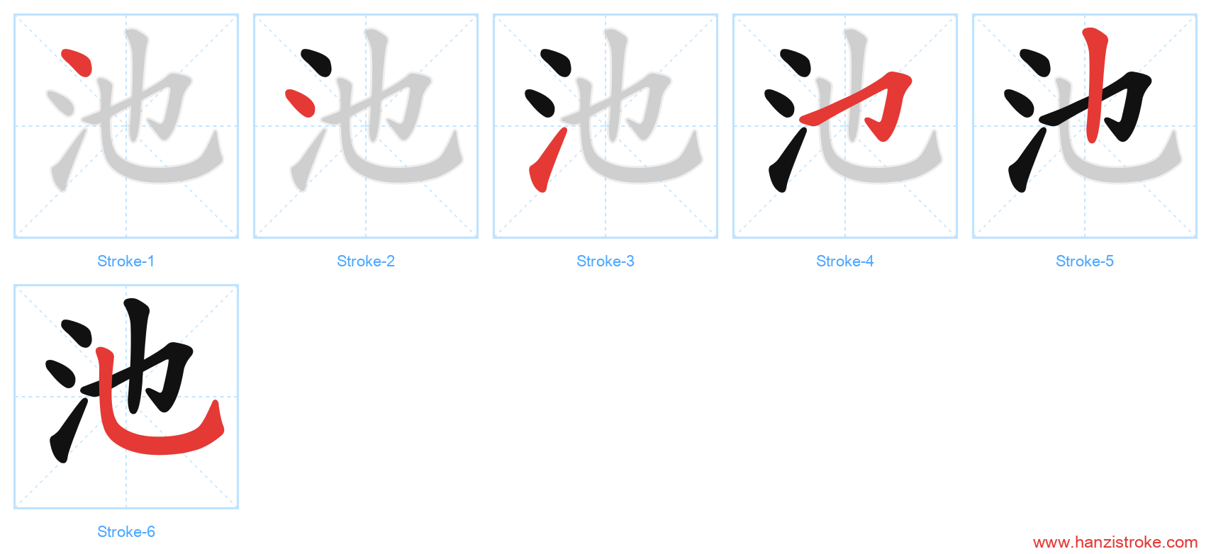 池 stroke order diagram