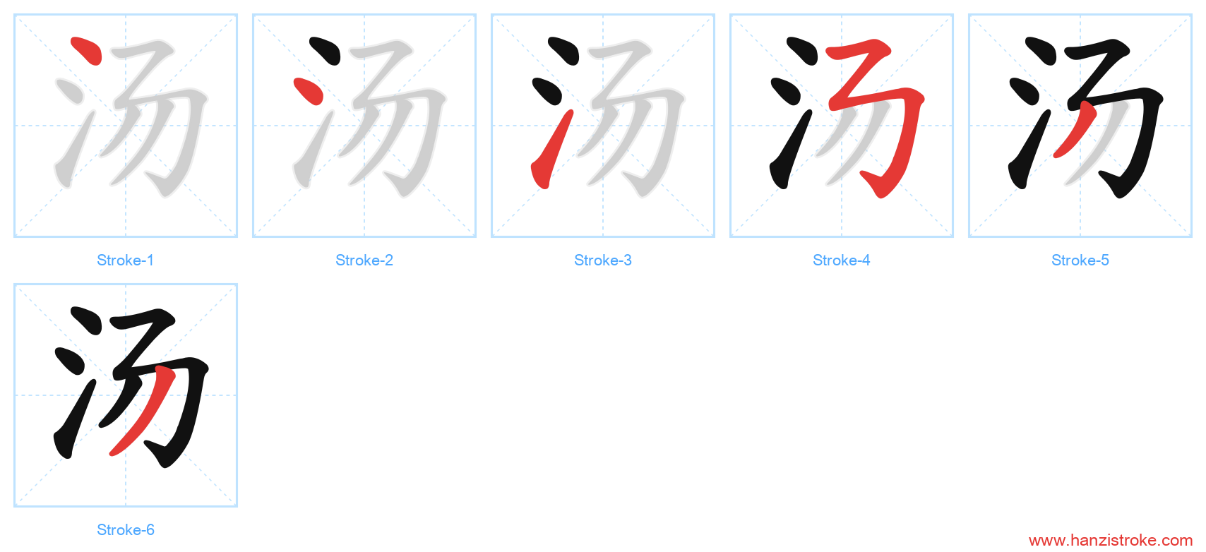 汤 stroke order diagram