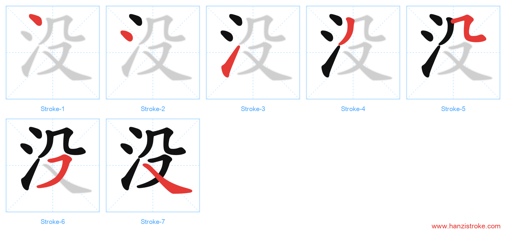 没 stroke order diagram