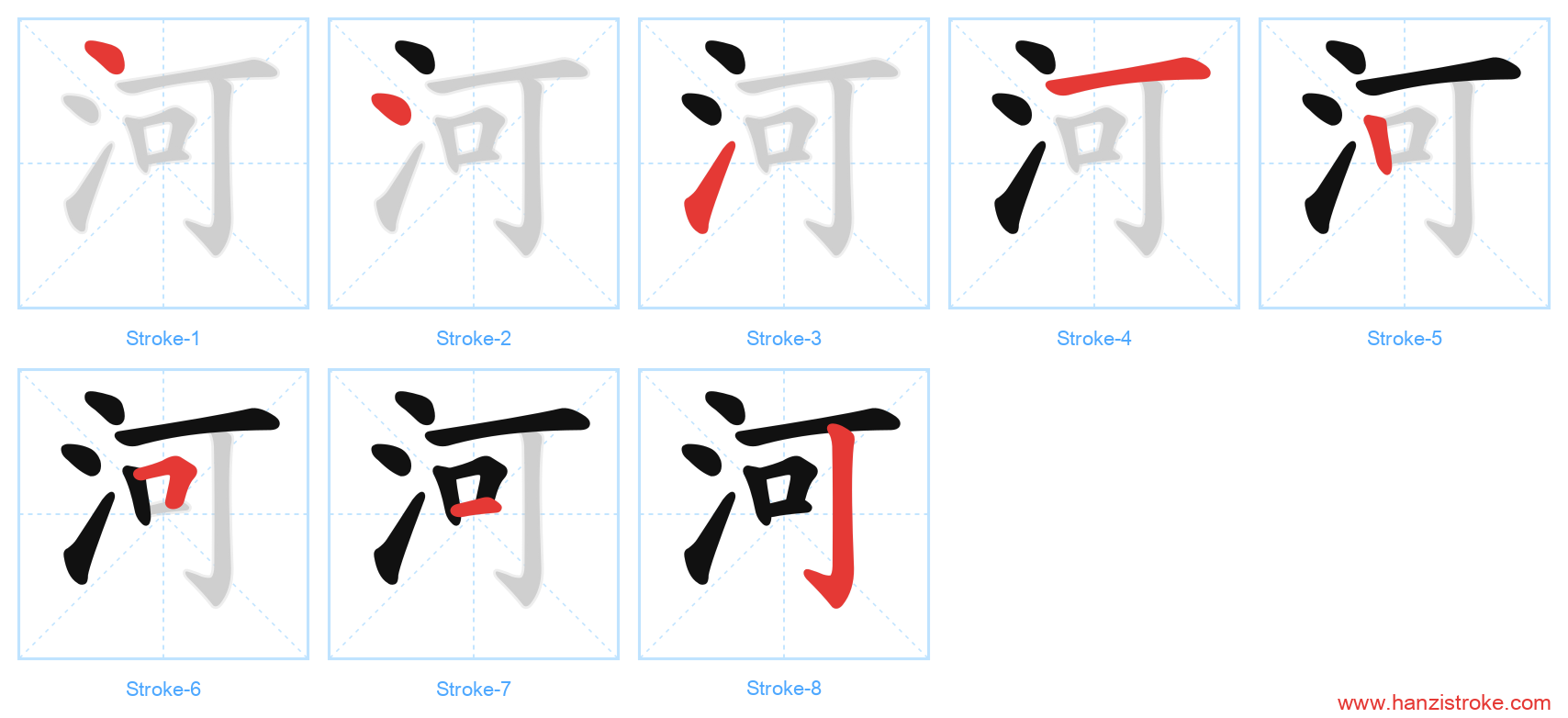 河 stroke order diagram