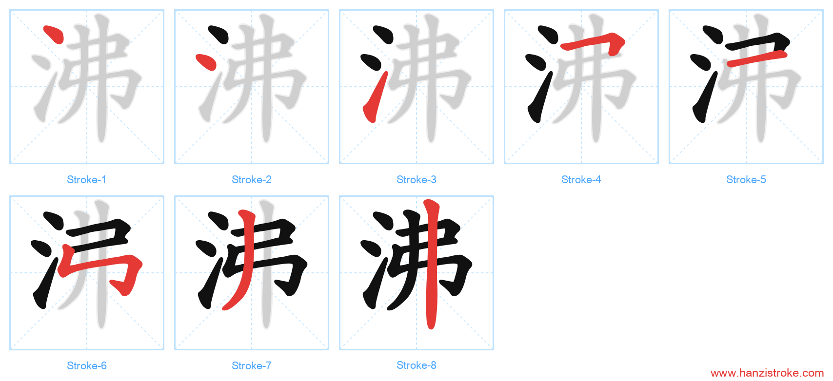 沸 stroke order diagram