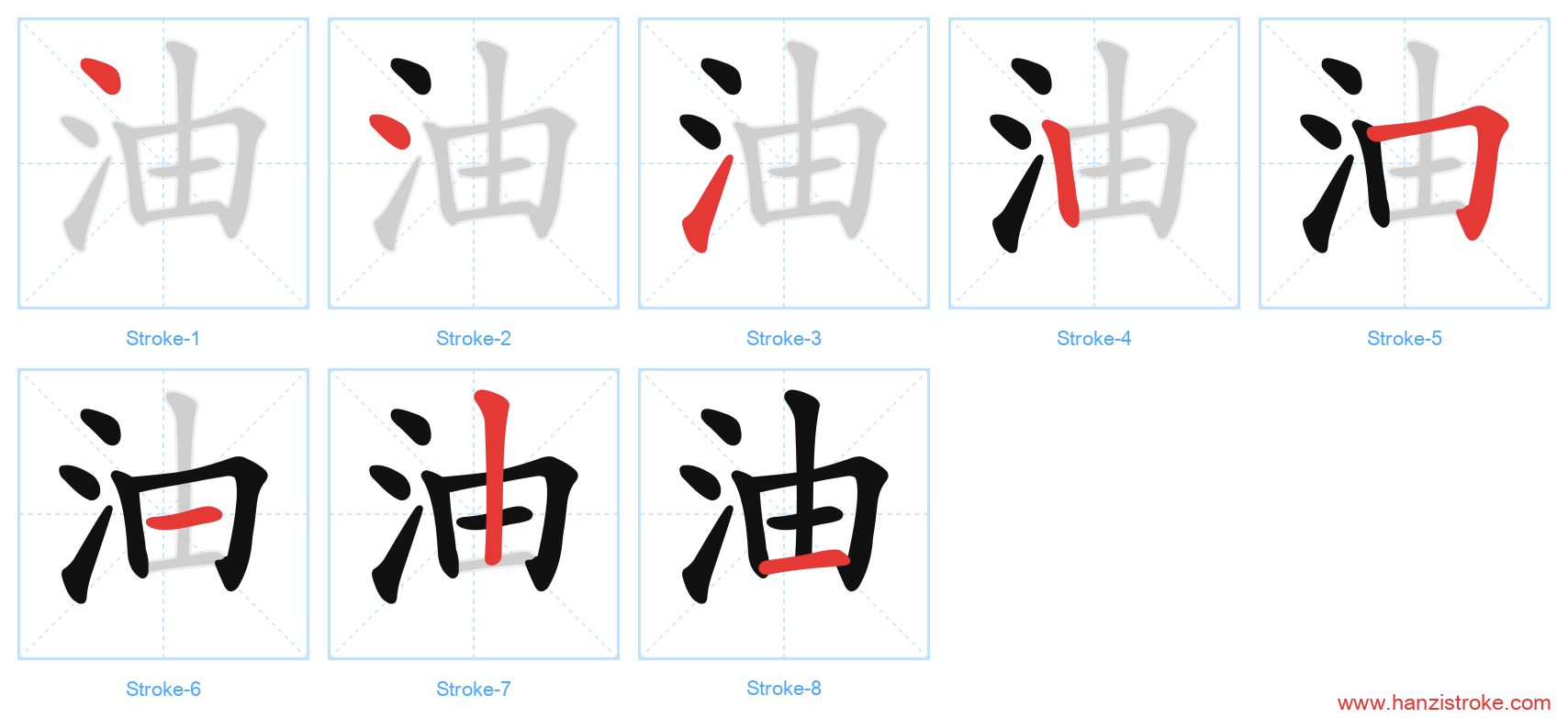 油 stroke order diagram