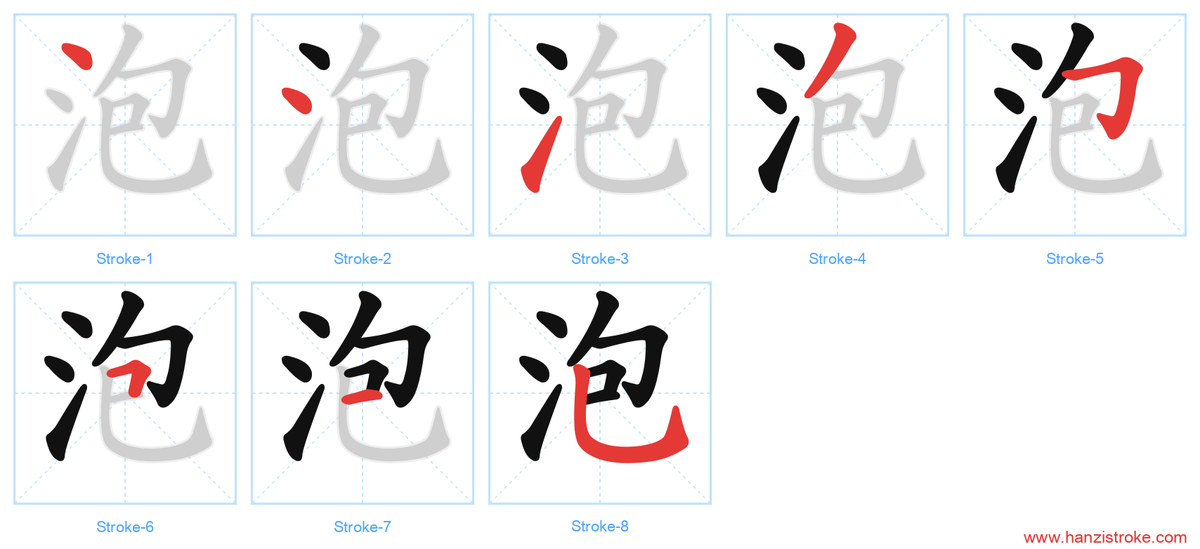泡 stroke order diagram