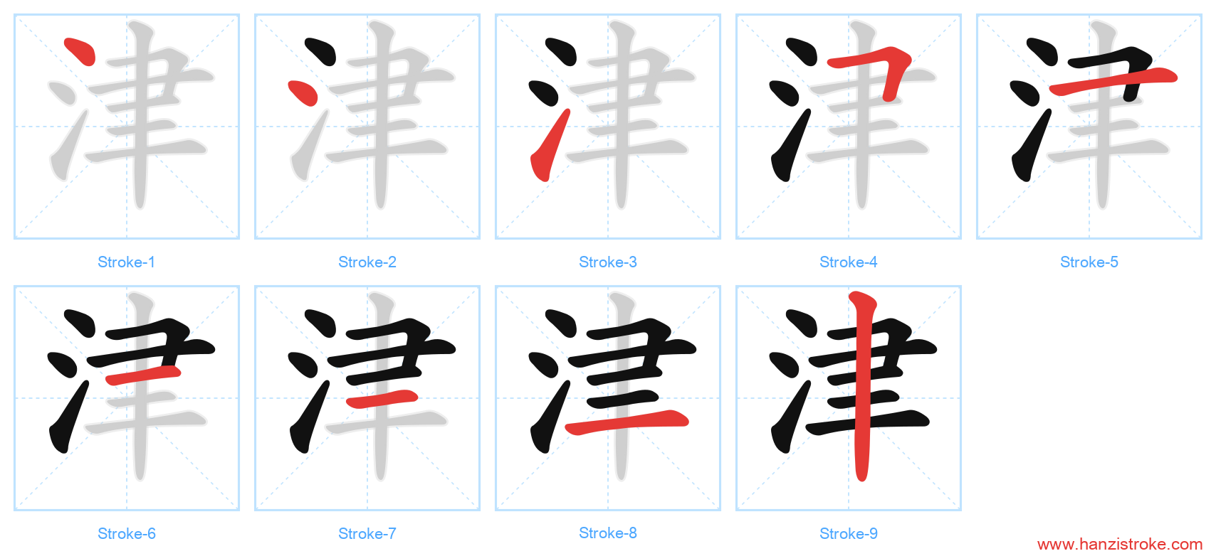 津 stroke order diagram