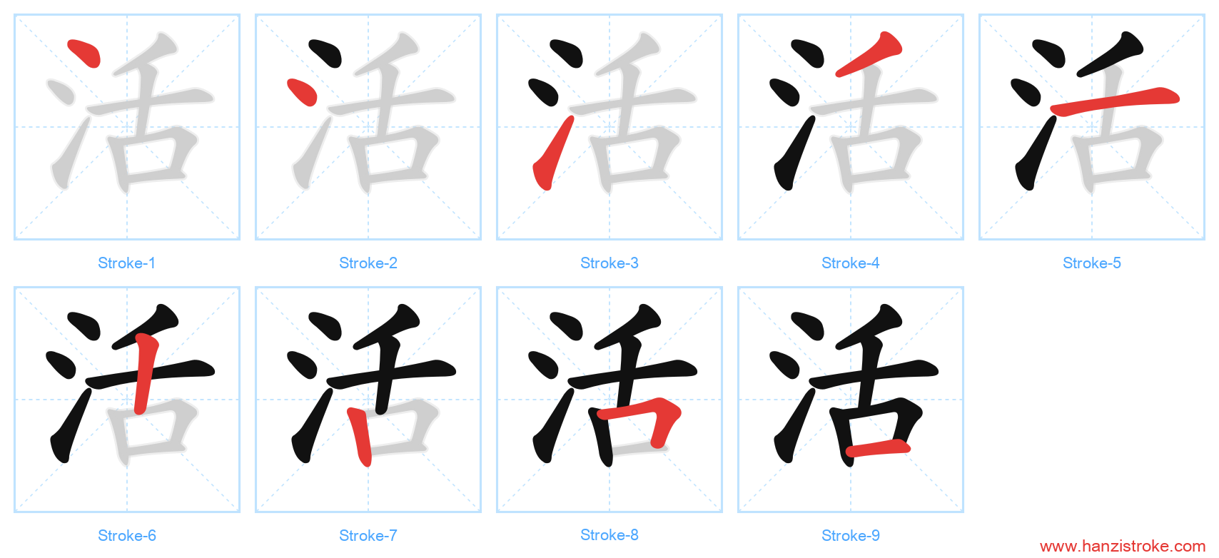 活 stroke order diagram