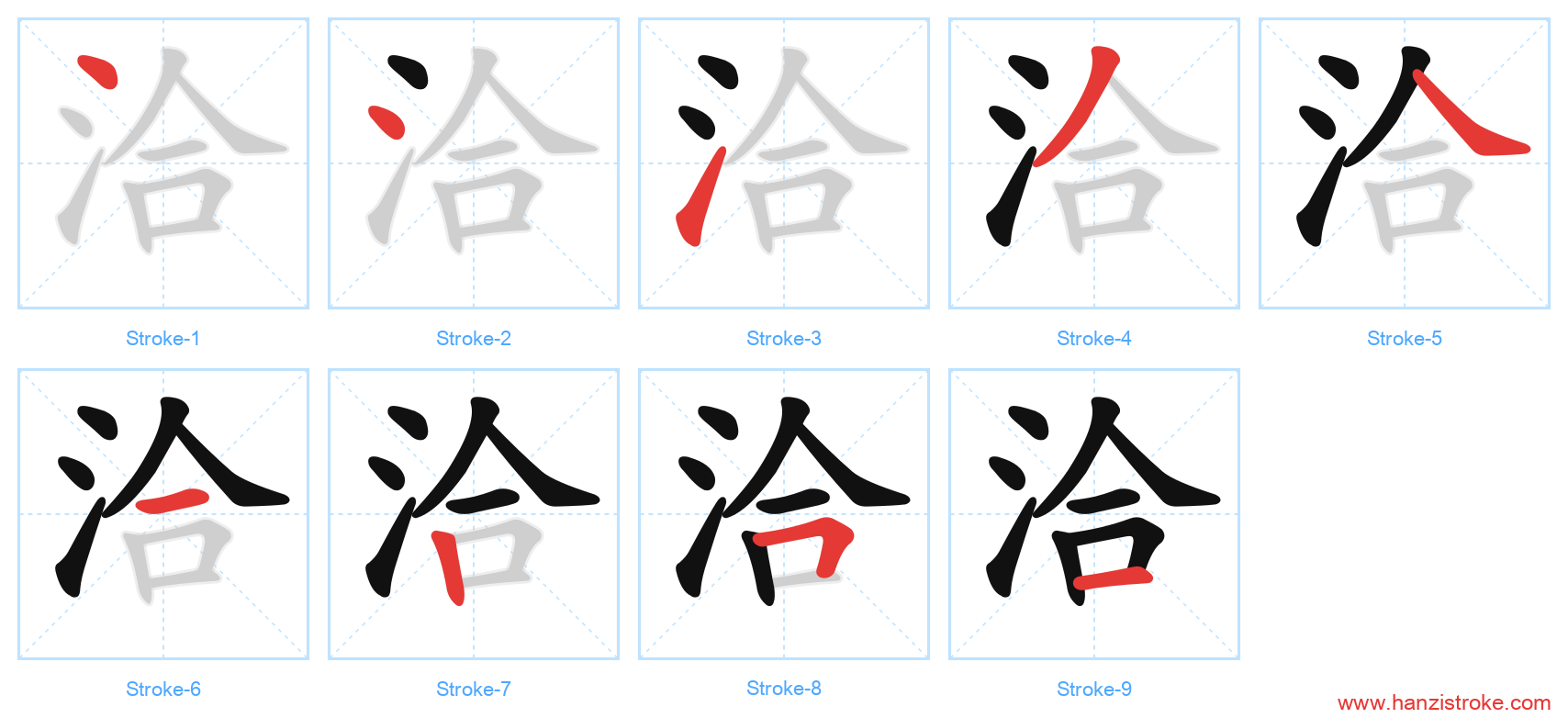 洽 stroke order diagram