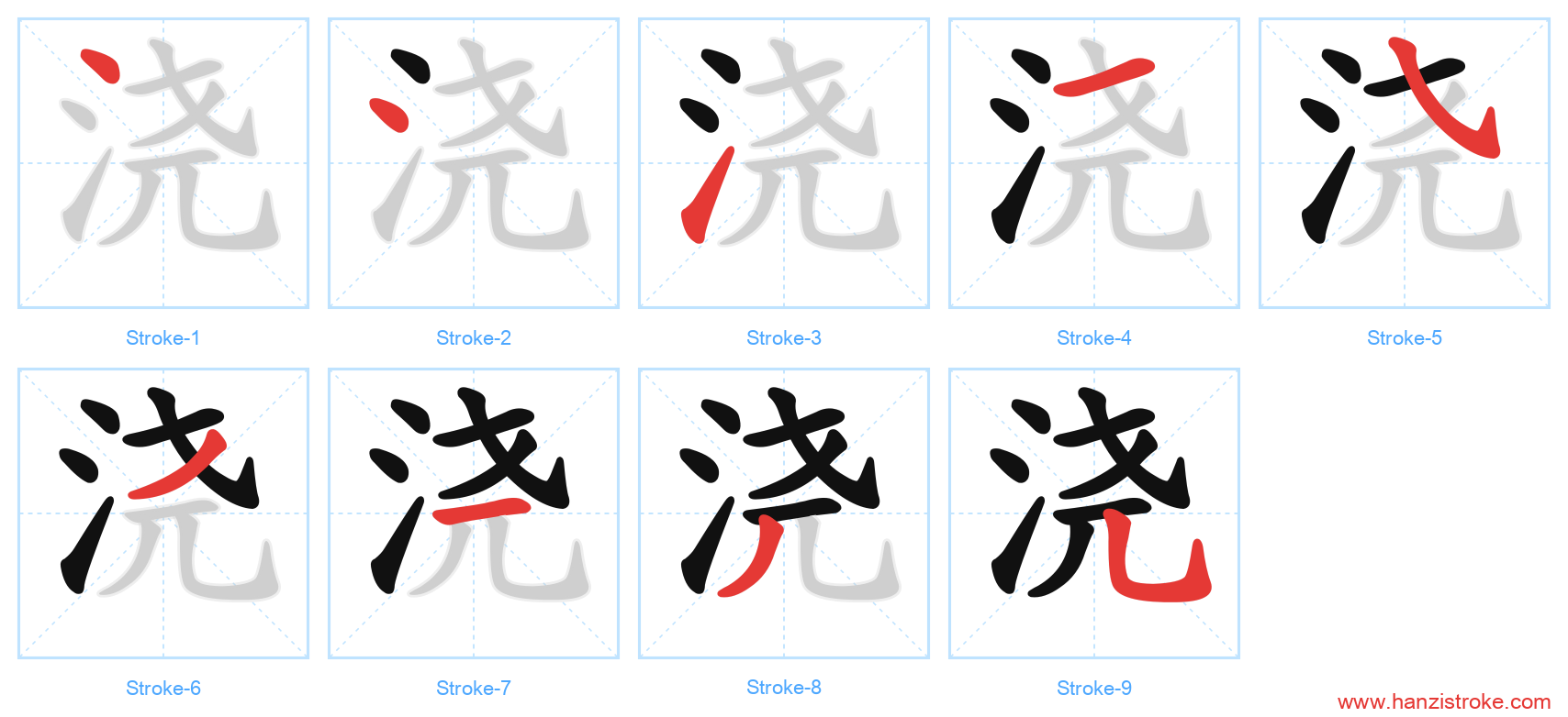 浇 stroke order diagram