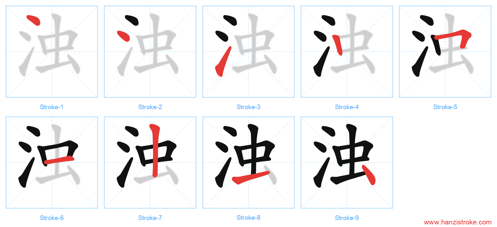 浊 stroke order diagram