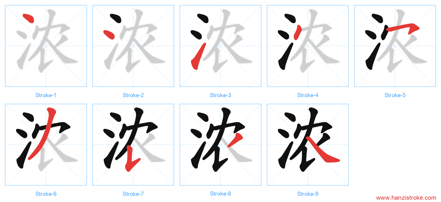 浓 stroke order diagram